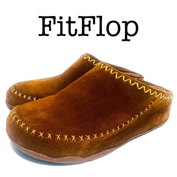 FitFlop Brown Suede Slip-On Mules Size 8 - Picture 1 of 13